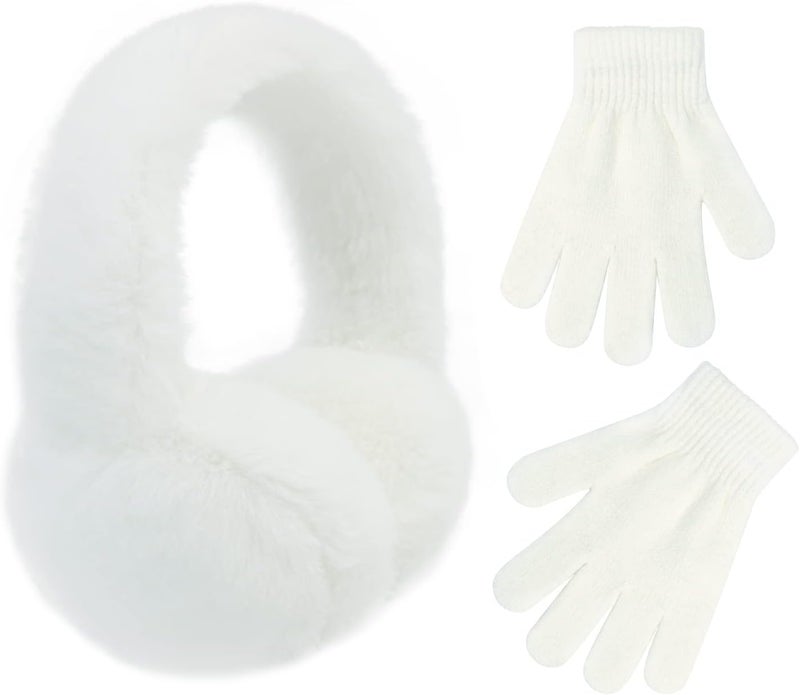 POXIMI Store Baby Warm Earmuffs Kid Magic Gloves Girl Soft Plush Ear Muffs Toddler Knit Mittens for Boy Winter Ear Warmer Set - Image 1